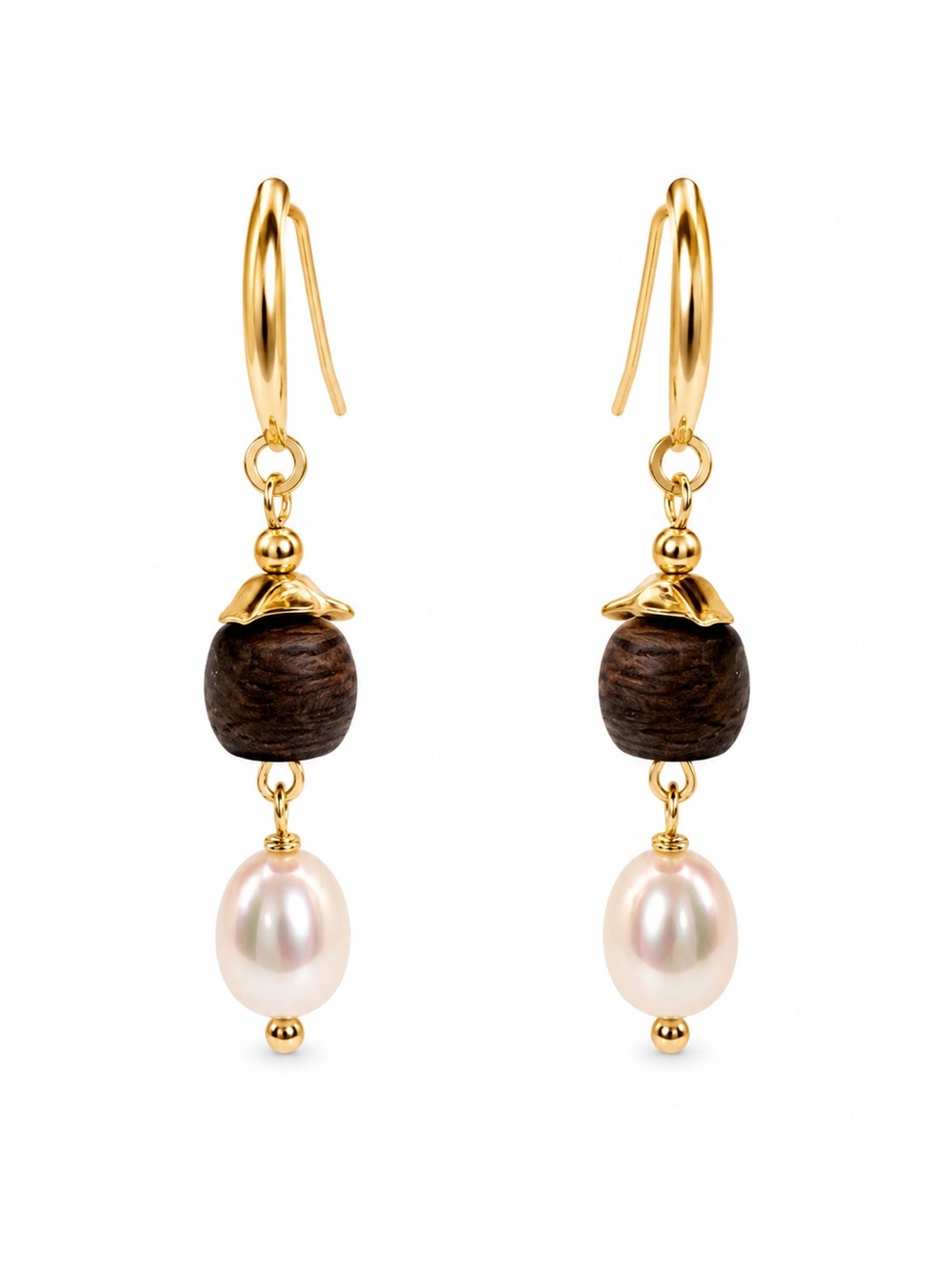 Mocha Bloom Pearl Earrings (E131)